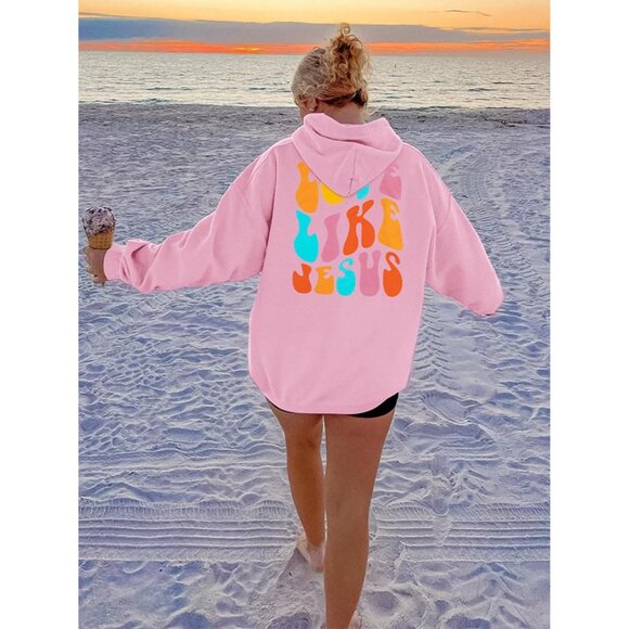 Women Christian Love Like Jesus Hoodie Cotton Blend Religious Faith Shirt - Picture 3 of 5